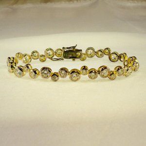NEW Vintage Bezel Cubic Zirconias Silver Bubble DESIGNER Bracelet